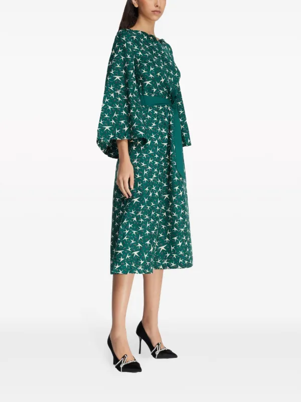 Karl Lagerfeld logo print Silk Midi Dress Green FARFETCH TR