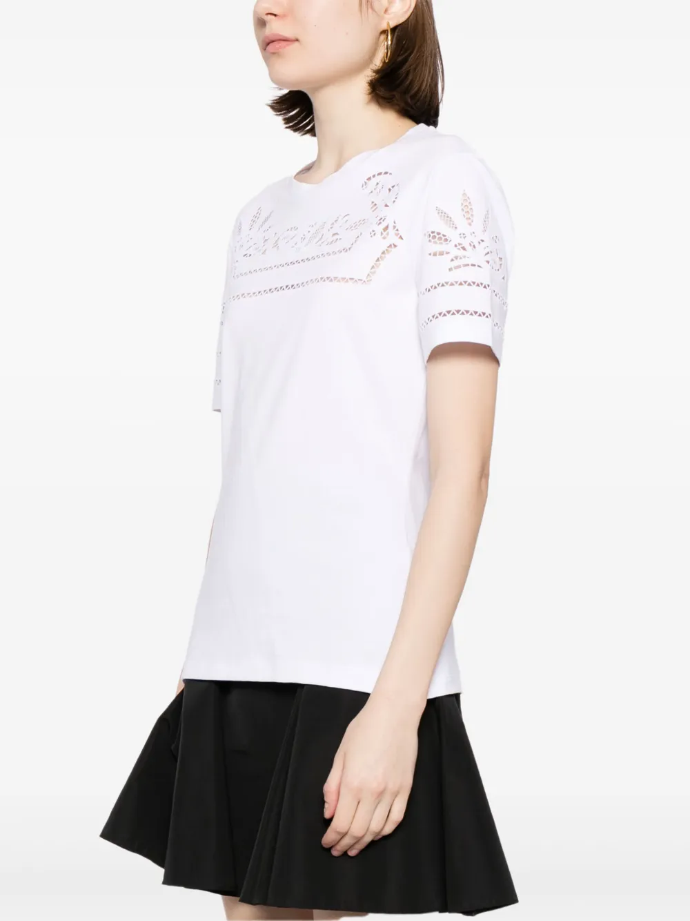 Shop Ermanno Scervino Broderie Anglaise Cotton T-shirt In White