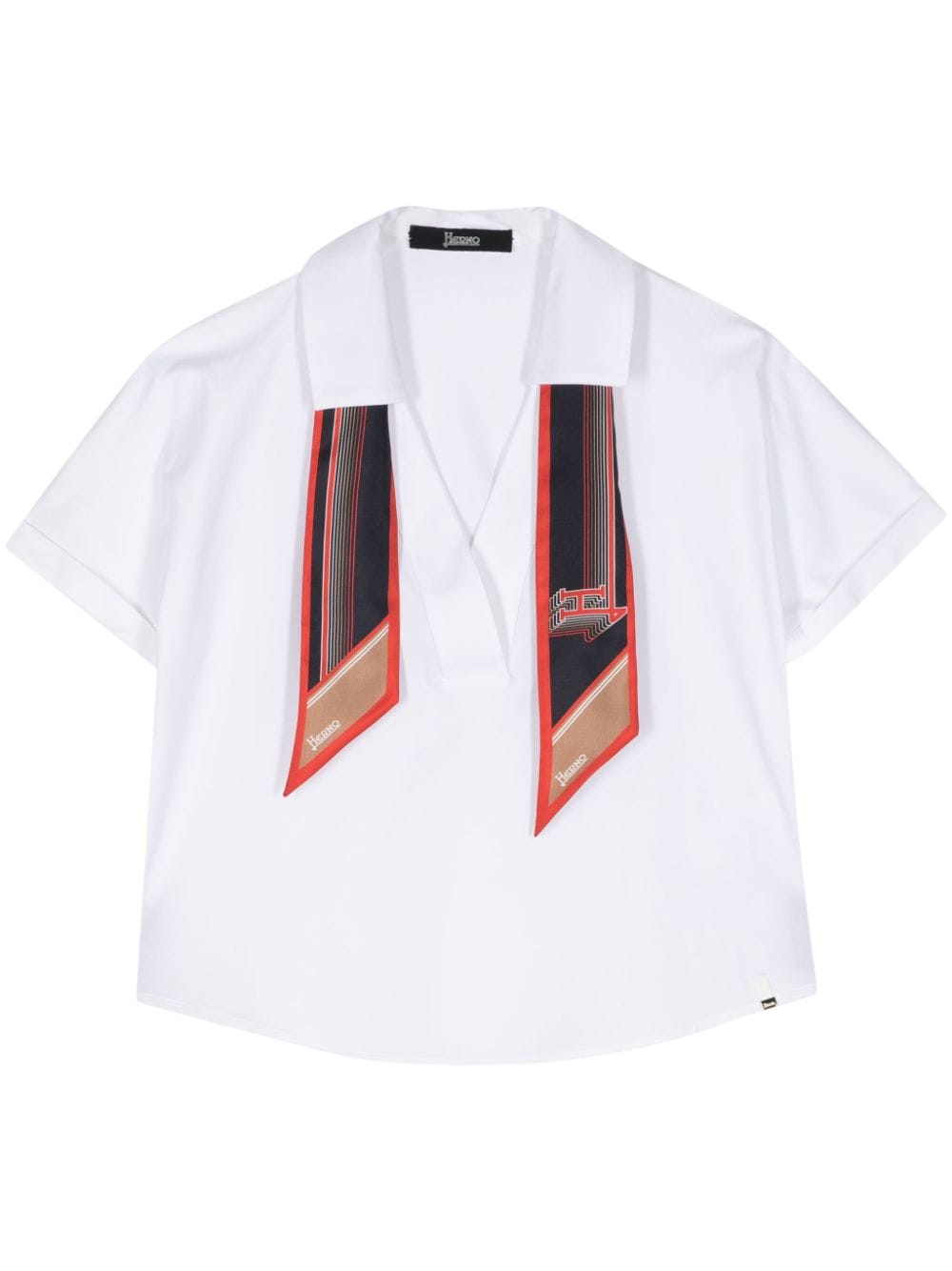 Herno scarf-detail logo-print blouse - White