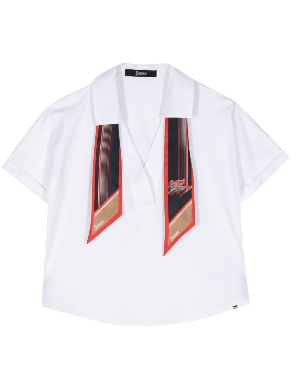 Herno Scarf-detail Logo-print Blouse In White