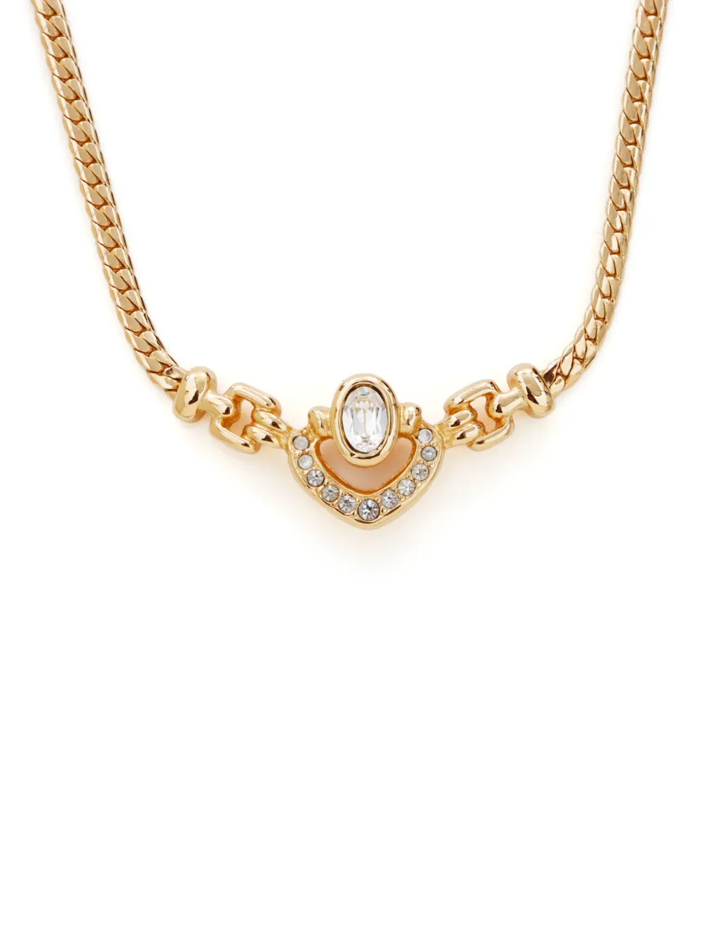 Christian Dior Pre-Owned Visgraat halsketting met hanger verfraaid met stras - Goud