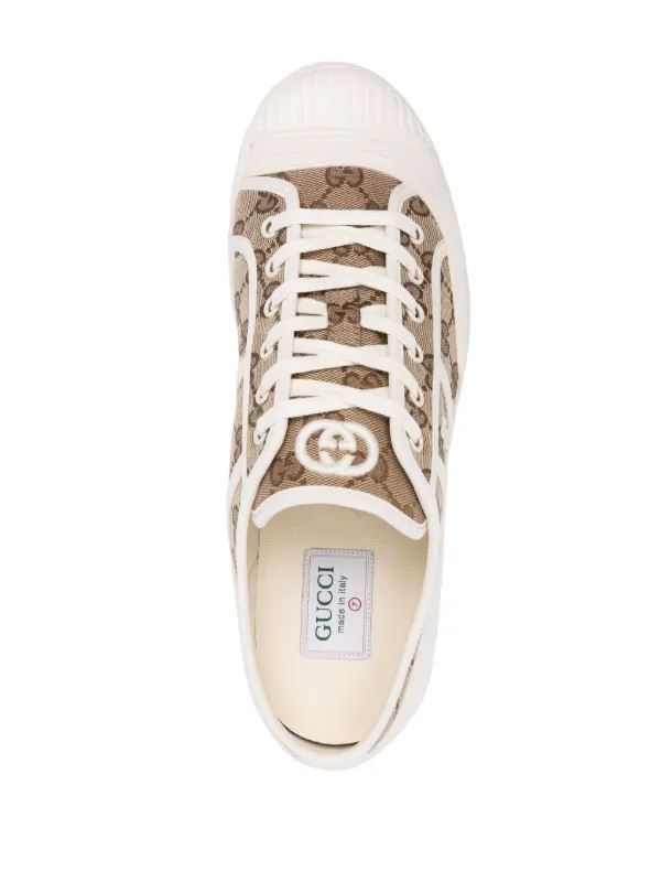 Gucci GG canvas sneakers men Canvas Rubber Fabric Suede 6 Brown