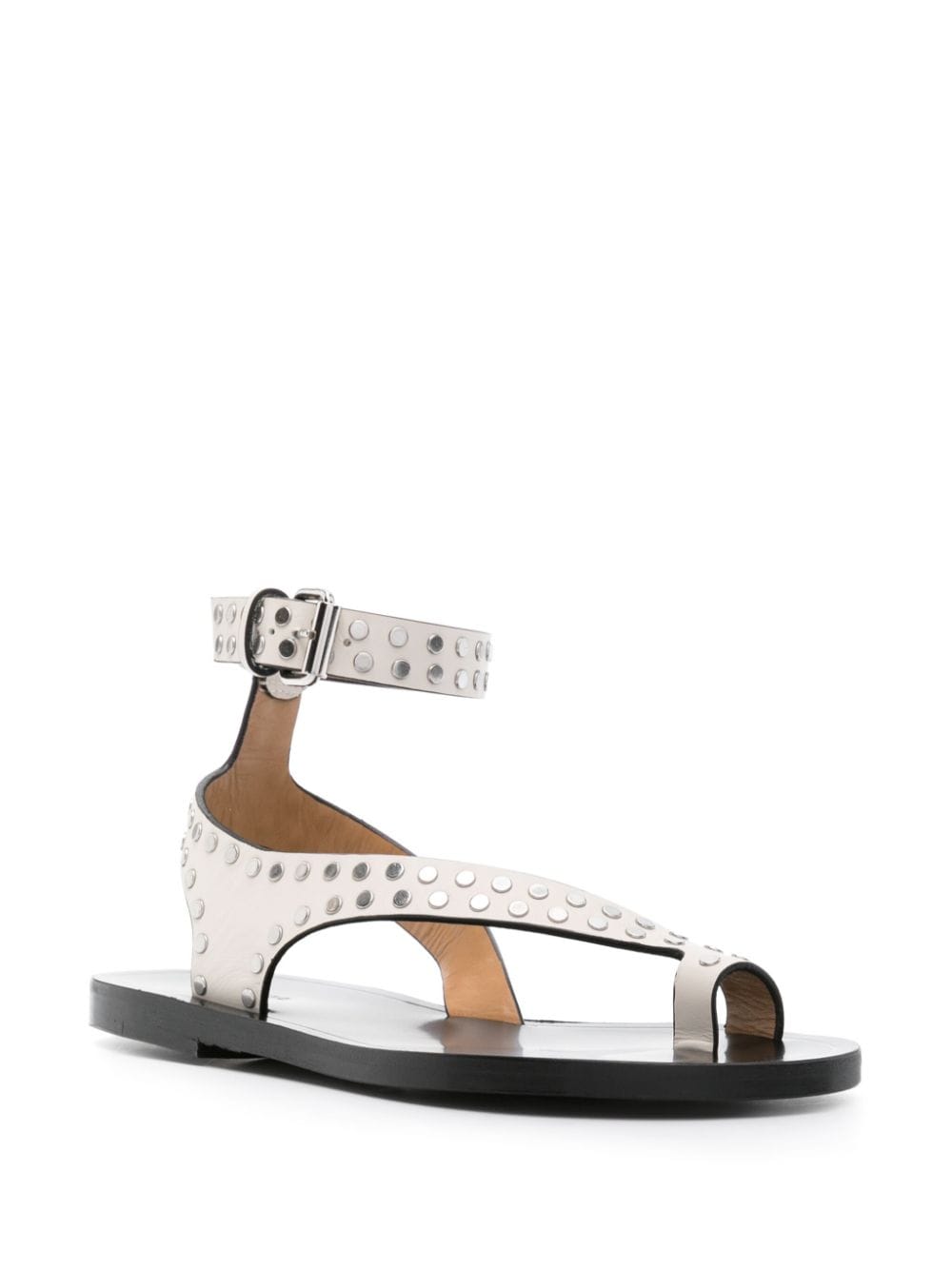 Shop Isabel Marant Studded Leather Sandals In 白色