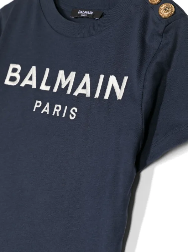 Balmain Kids logo-embroidered T-shirt | Blue | FARFETCH