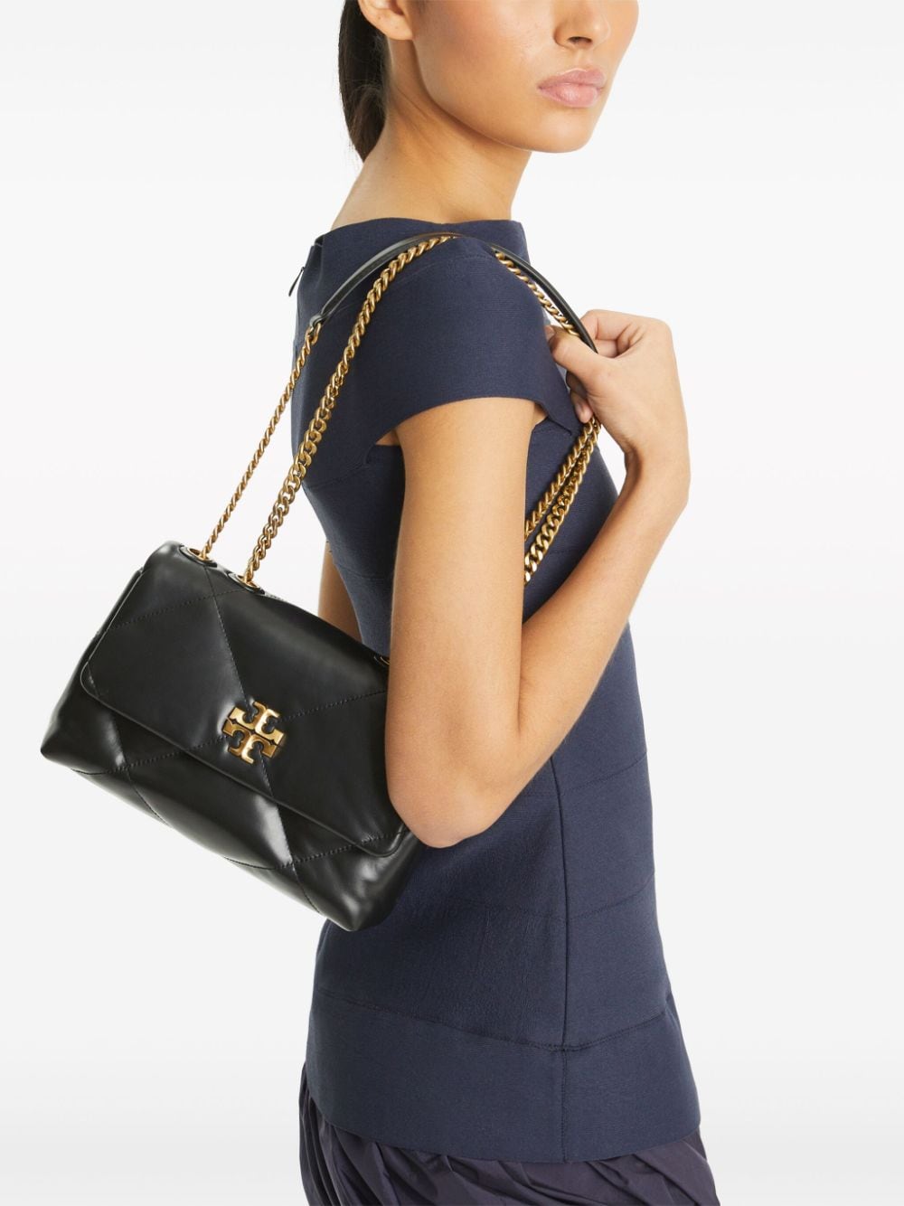Shop Tory Burch Small Kira Quilted Shoulder Bag In 黑色