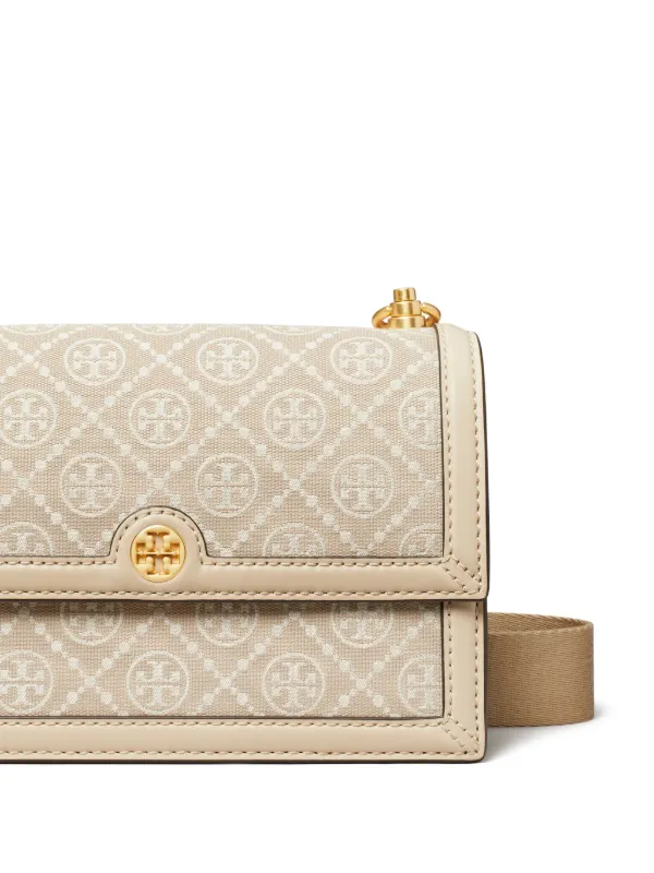 Tory Burch Small T Monogram Shoulder Bag Neutrals FARFETCH IE