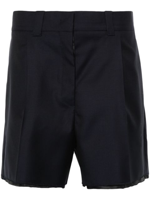 Miu Miu logo-embroidered wool shorts Women