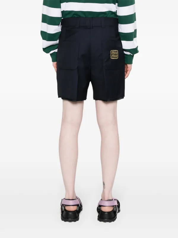 Miu Miu ロゴ ショートパンツ | ブルー | FARFETCH JP
