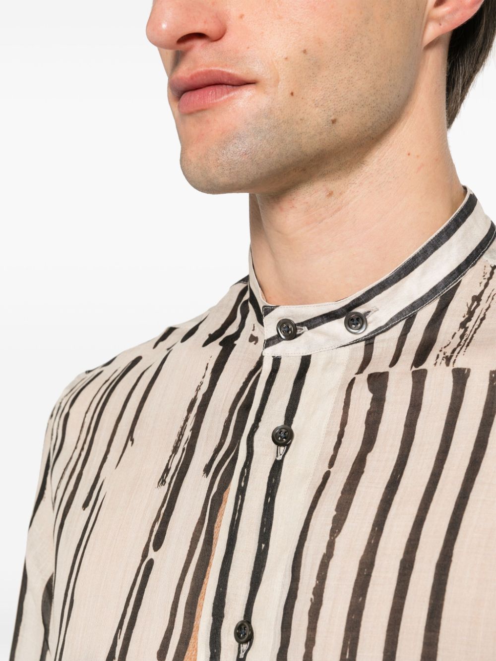 Emporio Armani Overhemd met gestreepte bandkraag Beige