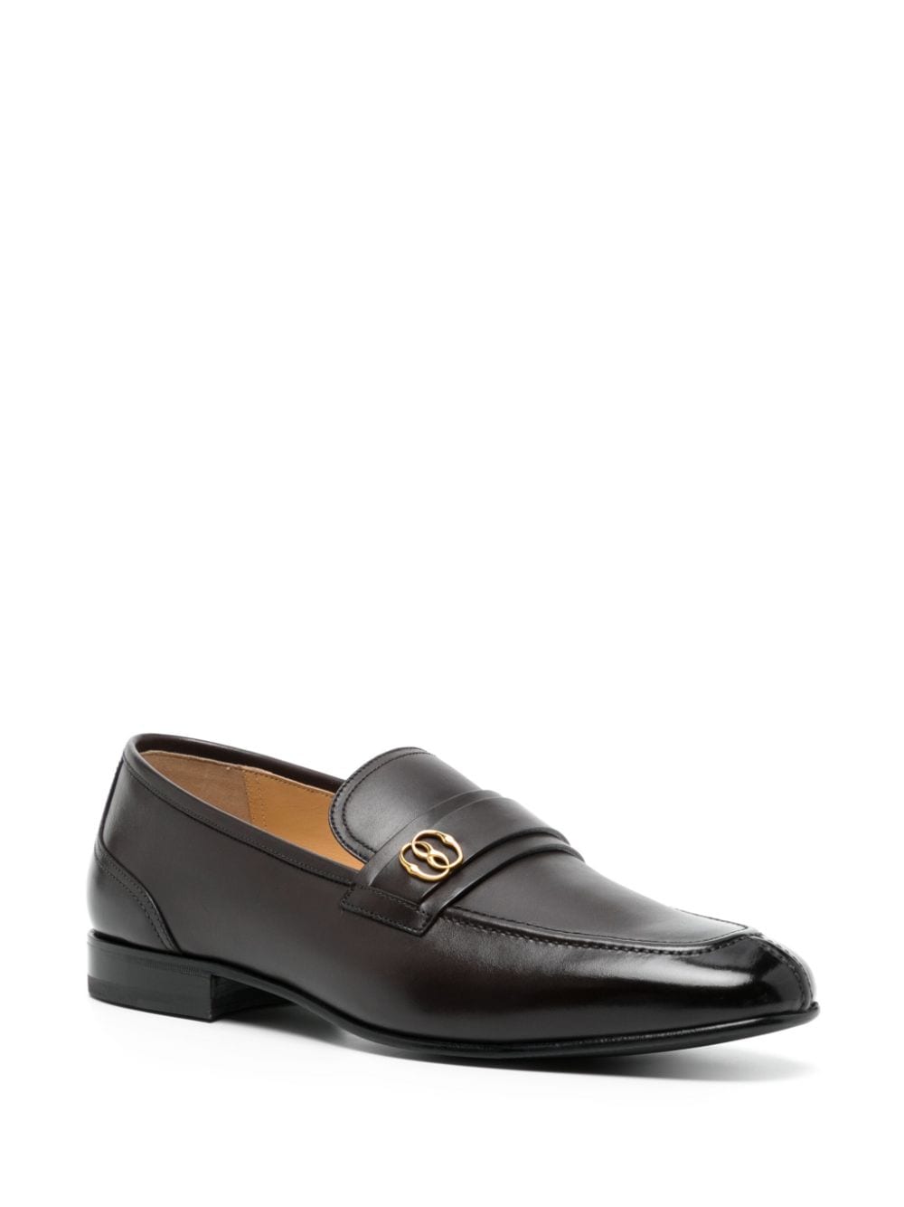 Shop Bally Emblem-plaque Leather Loafers In Brown