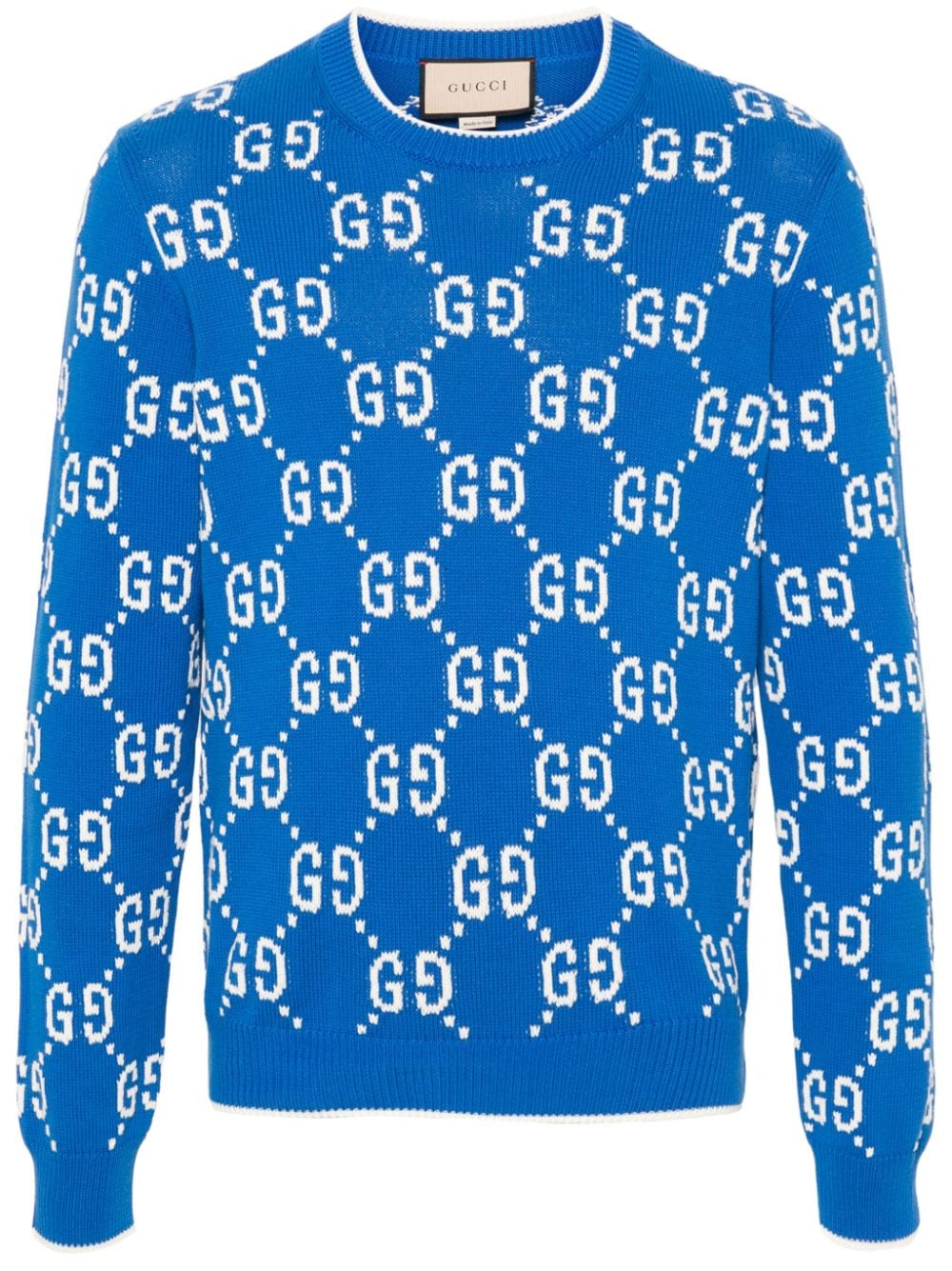 Gucci GG-intarsia cotton jumper - Blue