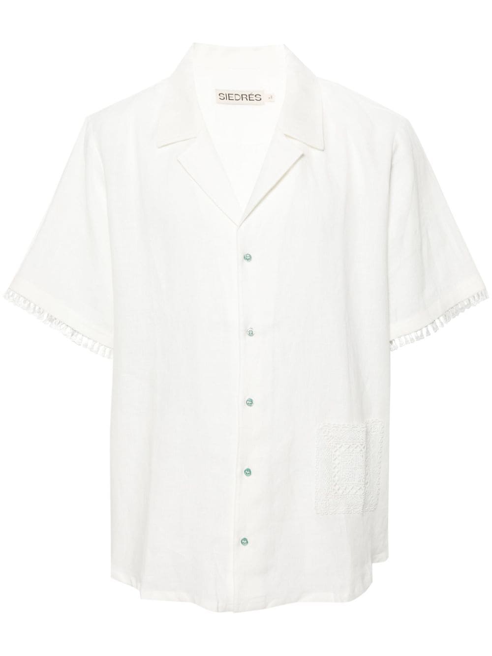 Shop Siedres Tassel-detail Linen Shirt In Nude