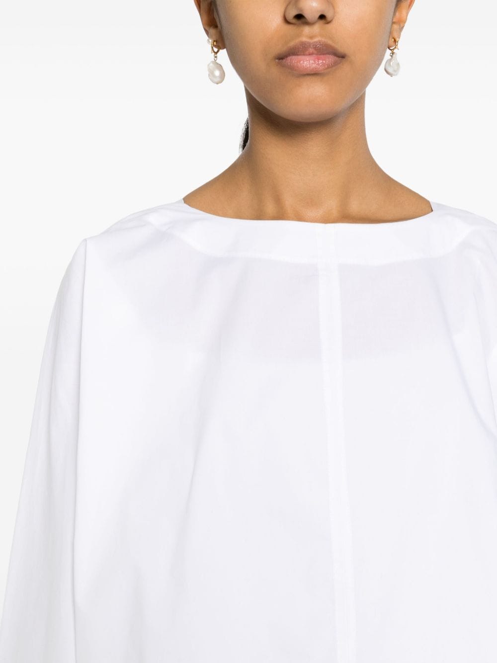Shop Soeur Boat-neck Poplin Bluse In White