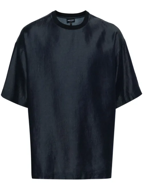 T-shirt en jean à logo brodé - Giorgio Armani - Modalova