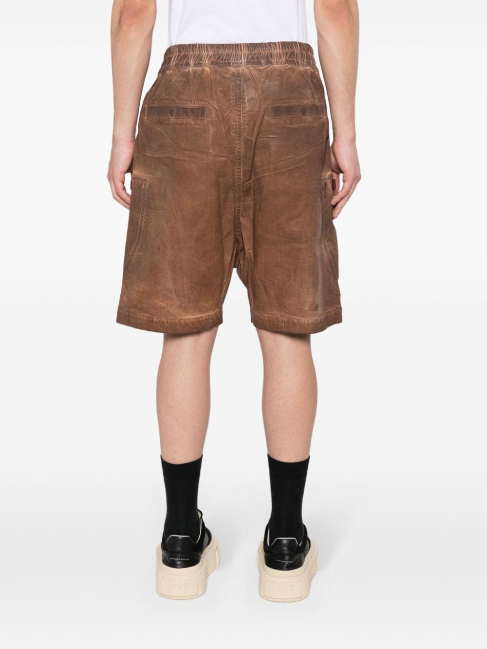 Shop Rick Owens Drkshdw Cotton Coated Shorts In Brown