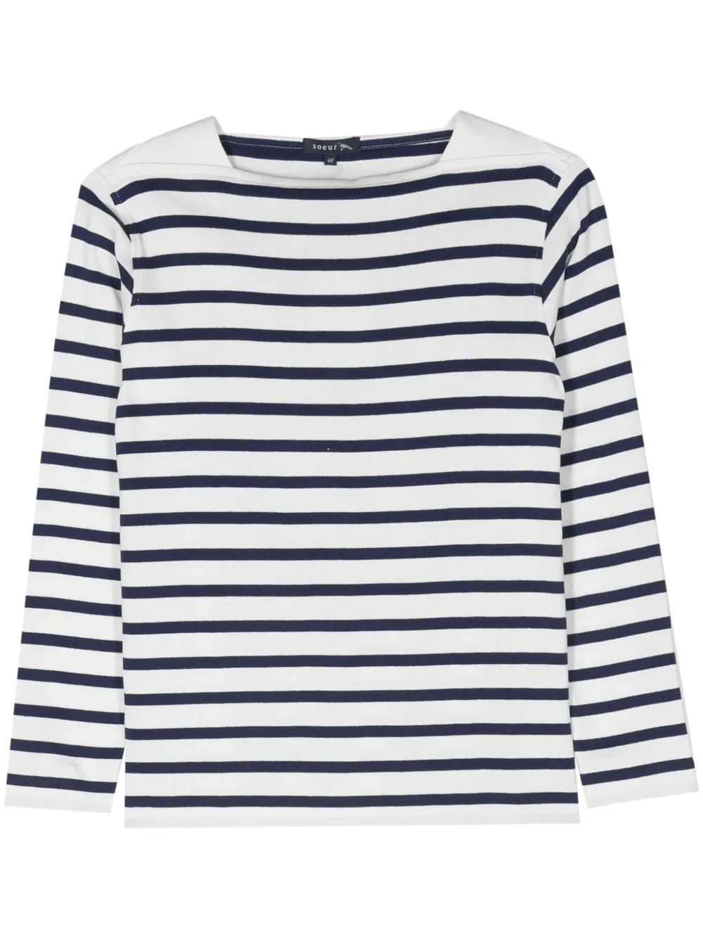Soeur Aty ribbed stripped T-shirt - Blu