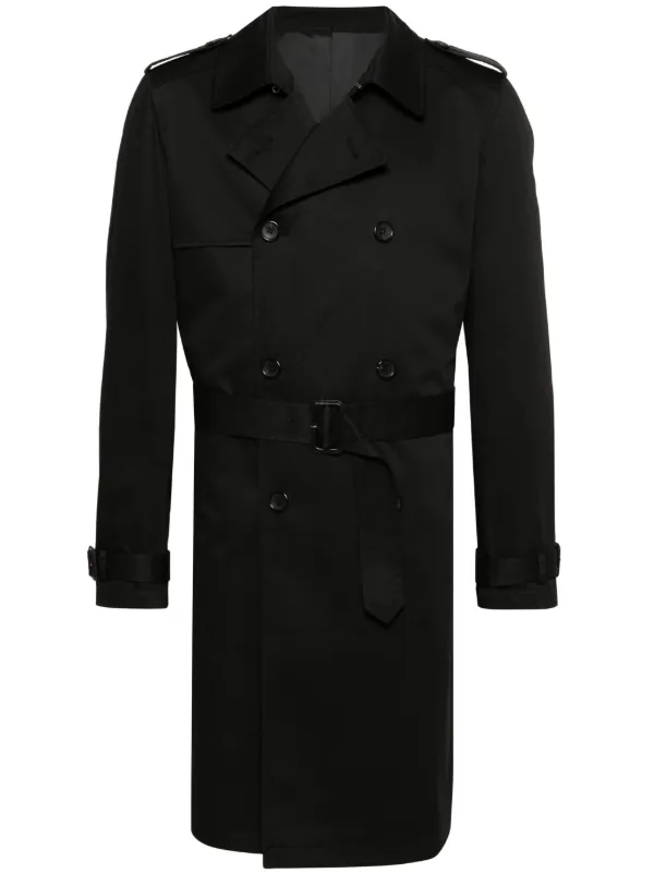 ERALDO Twill double-breasted Trench Coat Black FARFETCH BH