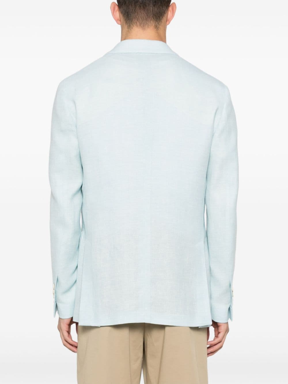 Shop Lardini Intertwined Linen-blend Blazer In Blau