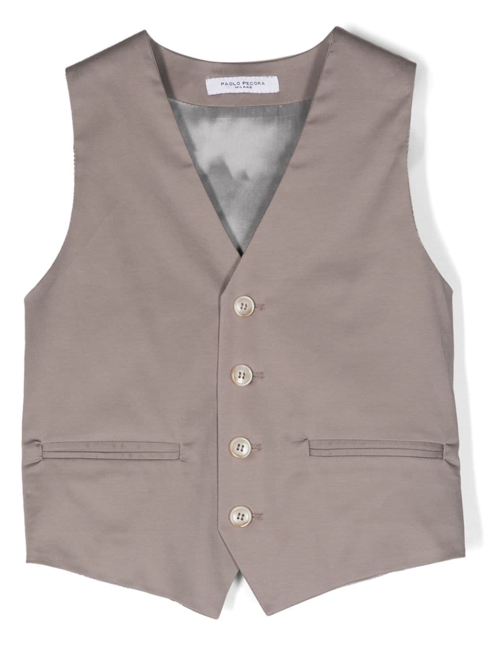 Paolo Pecora Kids' V-neck Stretch-cotton Waistcoat In Grey