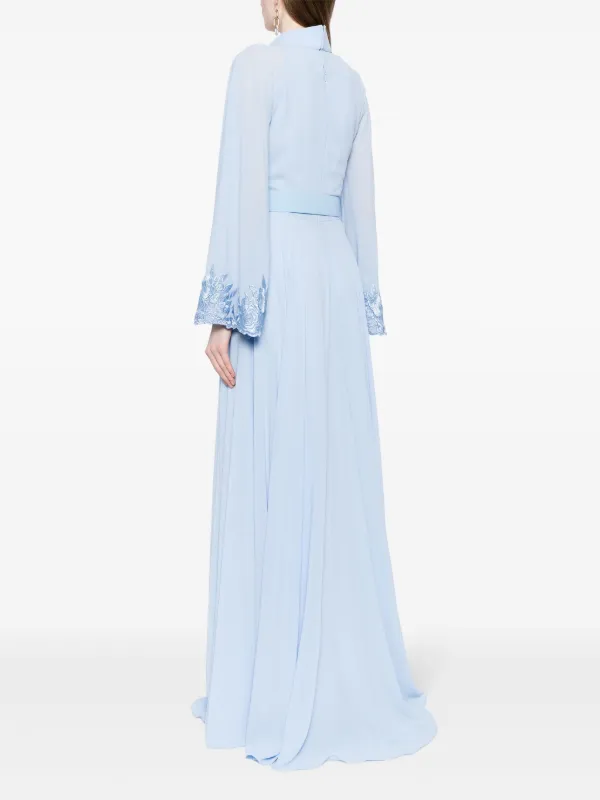 Saiid Kobeisy floral-embroidered Beaded Kaftan Dress | Blue