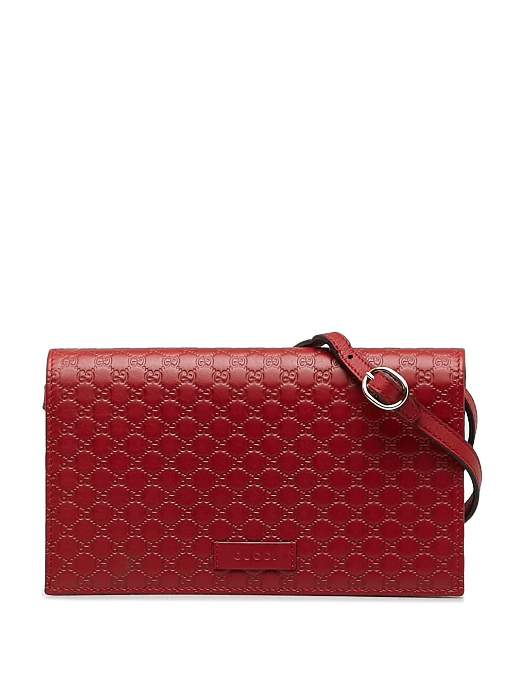 Pre-owned Gucci 2000-2015 Microssima Long Wallet-on-strap In Red