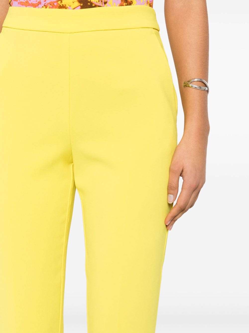Shop Pinko Slim-fit Crepe Trousers In Yellow