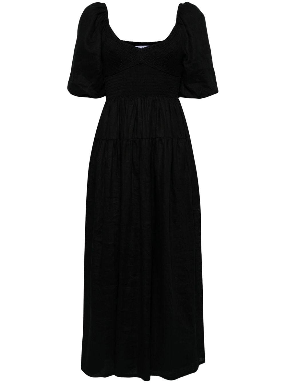 Faithfull The Brand Rosarico Linen Midi Dress In Black