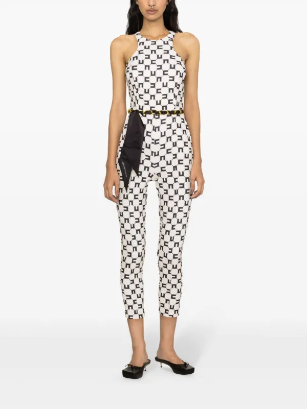 Elisabetta Franchi monogram-print Crepe Jumpsuit | Neutrals