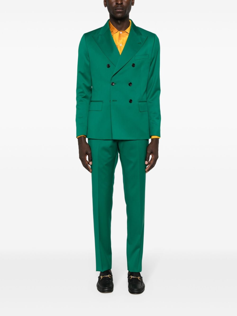 Shop Reveres 1949 Double-breasted Virgin Wool Suit In Green