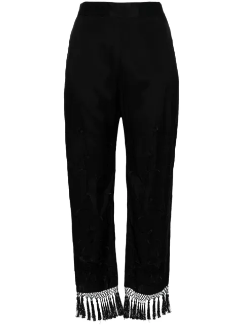 Semicouture floral-embroidered straight trousers