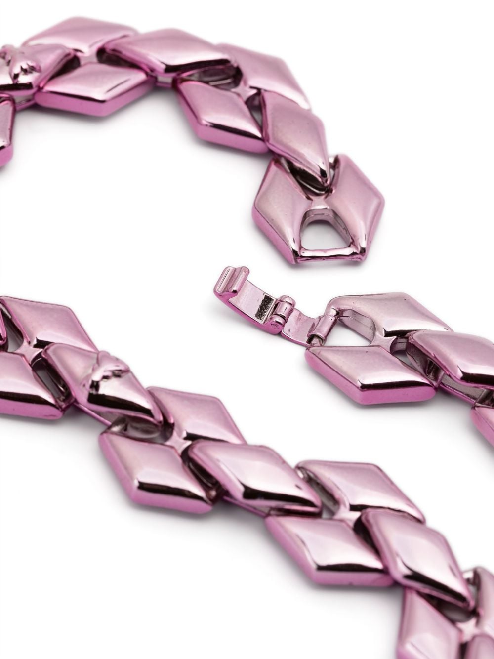 Shop Patrizia Pepe Metallic Chain-link Necklace In Purple