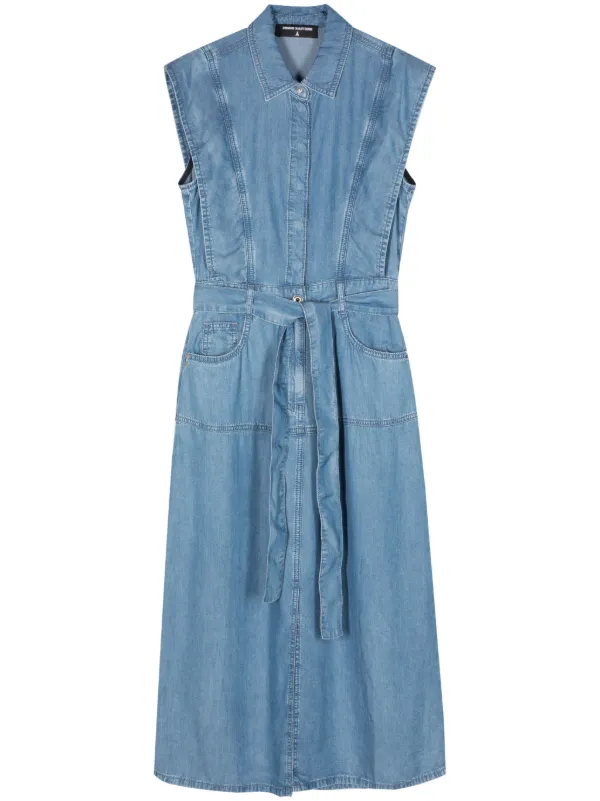 Sleeveless denim shirt dress sales