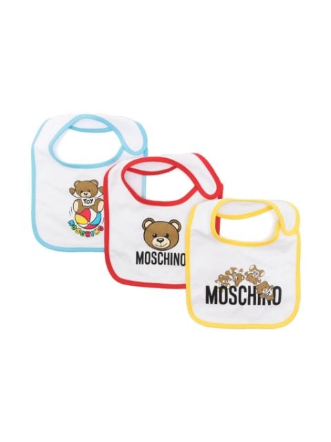 Moschino Kids  Teddy Bear-print cotton bibs (set of three)