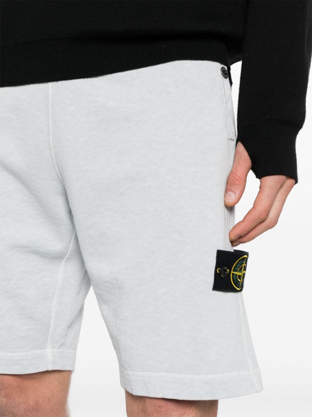 Shop Stone Island Compass-badge Cotton Track Shorts In Blue