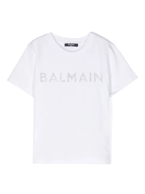 Balmain Kids crystal-embellished logo T-shirt