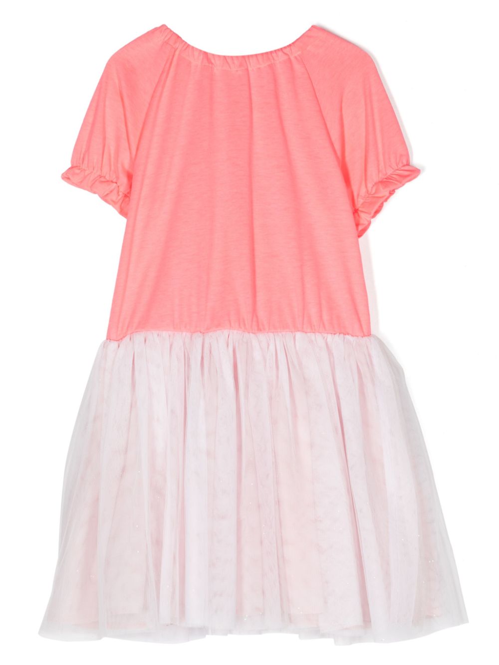 Shop Billieblush Logo-print Tulle-overlay Dress In Pink