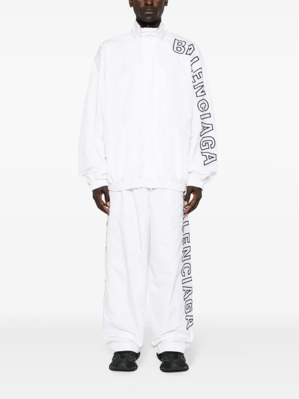 アウターその他 BALENCIAGA Logo embroidery jacket White/Black 818552TPQ38 Balenciaga logo-embroidered Jacket | White | FARFETCH