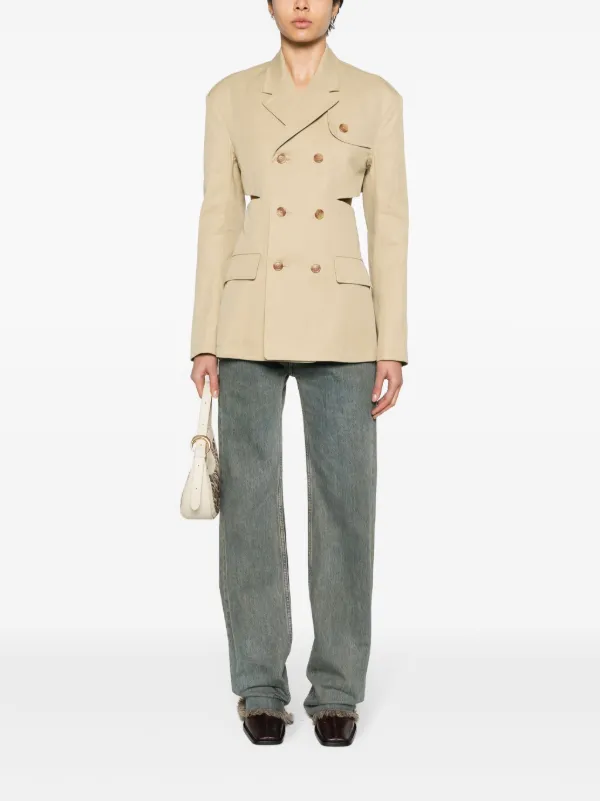 R13 double-breasted open-back Blazer | Neutrals | FARFETCH