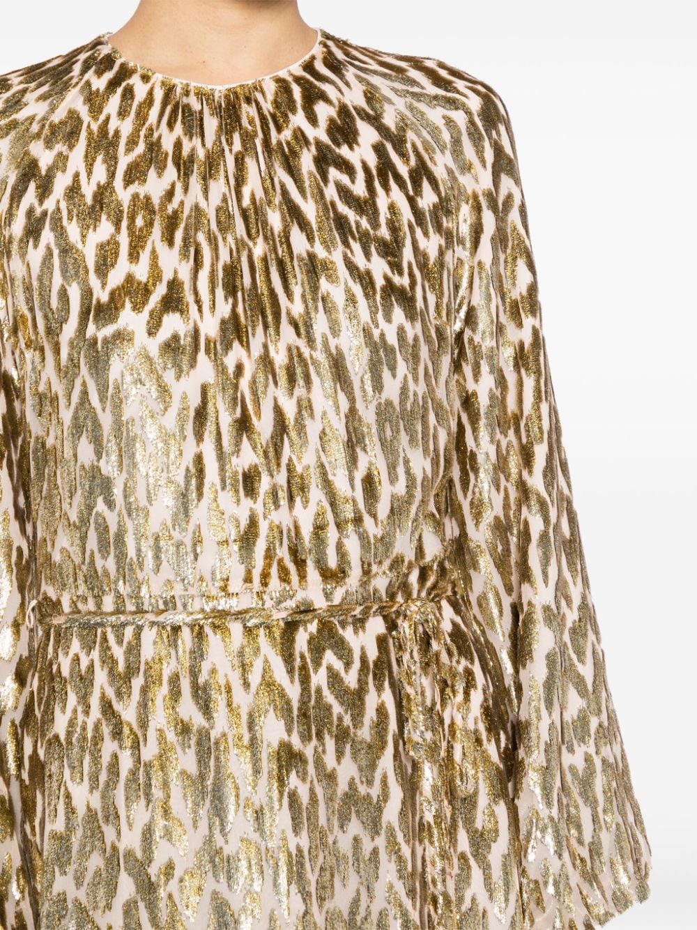 Shop Simkhai Odina Leopard-print Maxi Dress In Gold