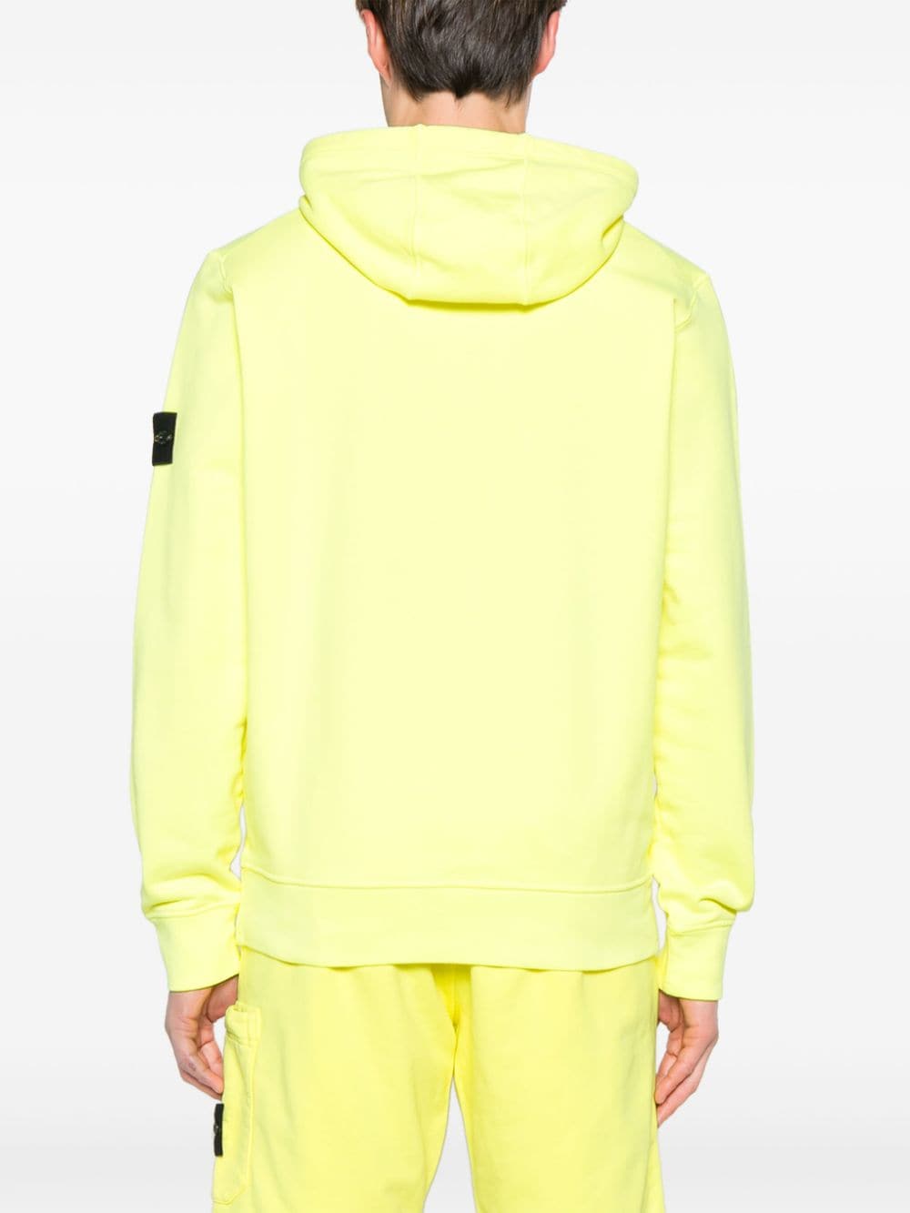Shop Stone Island Compass-badge Cotton Hoodie In Yellow