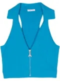 Patrizia Pepe ribbed zip-up tank top - Blue