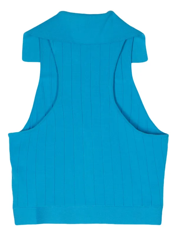 Patrizia Pepe Canotta a Coste Con Zip Blu FARFETCH IT