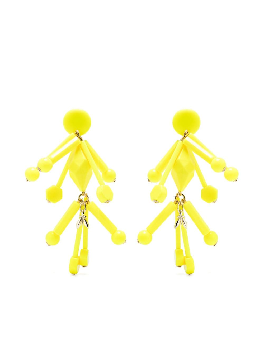 Patrizia Pepe Bead-embellished Clip-on Earrings In Yellow