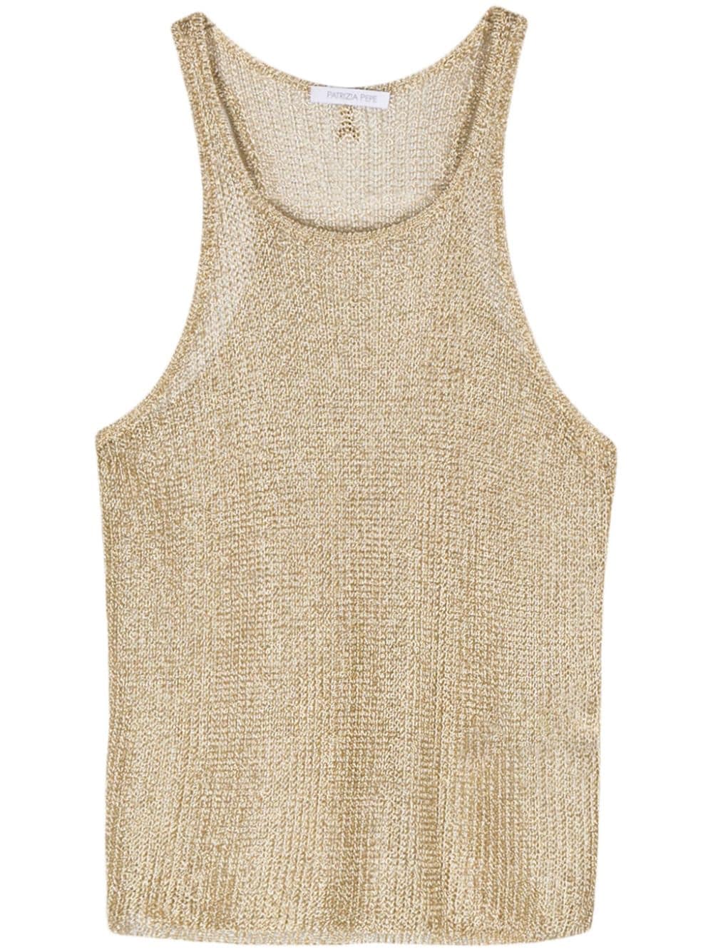 Patrizia Pepe Metallic-effect Knitted Top In Gold
