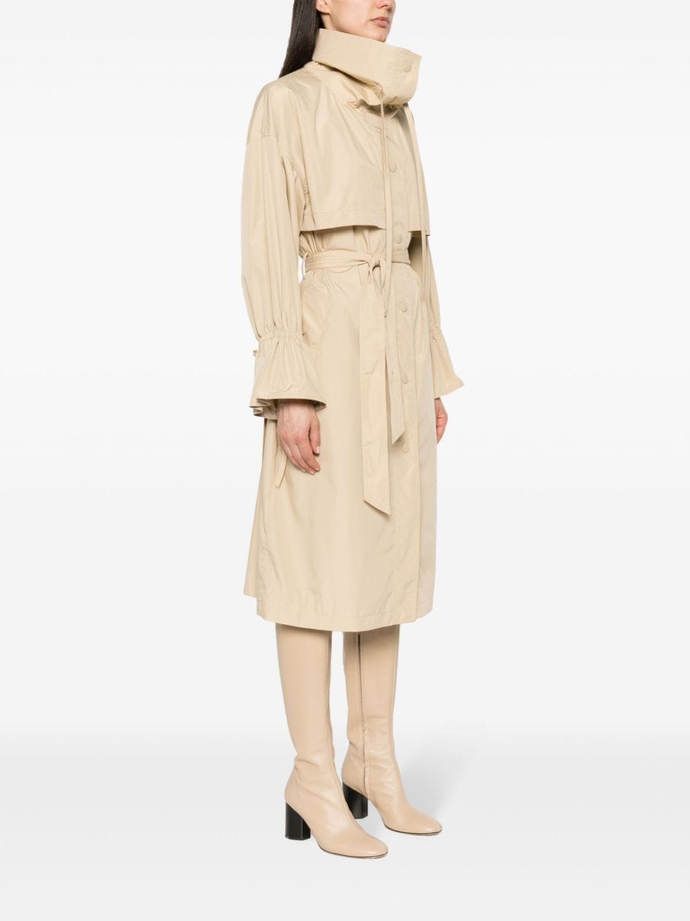 Shop Twinset Logo-engraved Taffeta Trench Coat In Neutrals