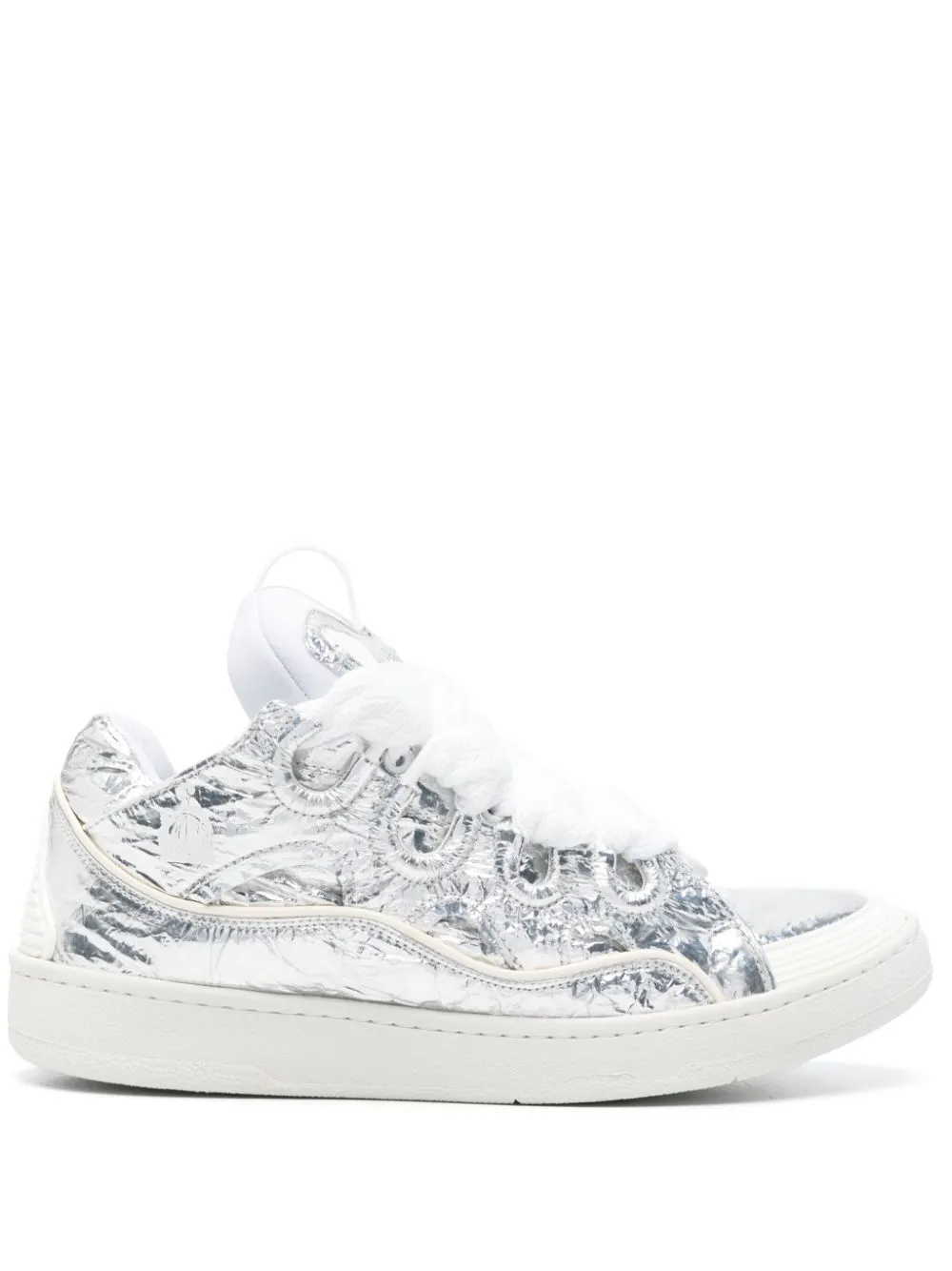 Lanvin Curb Sneakers Metallic Effect In Silver