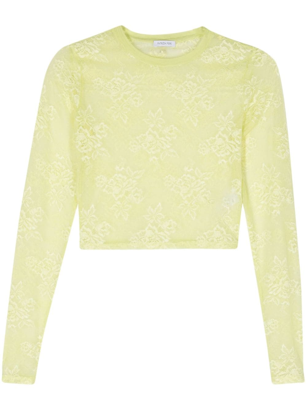 Patrizia Pepe Floral-lace Crop Top In Green