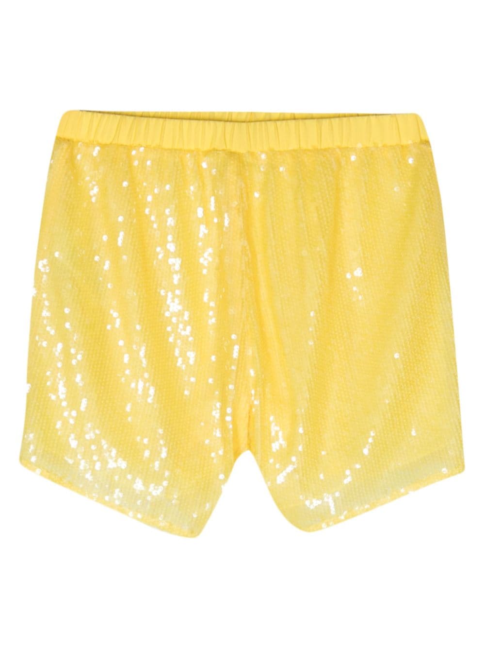 Shop Patrizia Pepe Sequined High-waist Shorts In Yellow