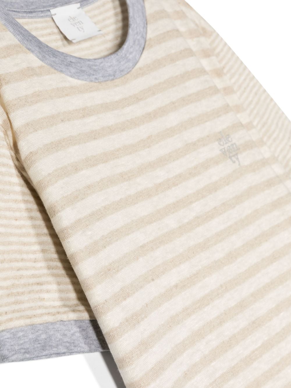 Shop Eleventy Logo-embroidered Striped T-shirt In Neutrals