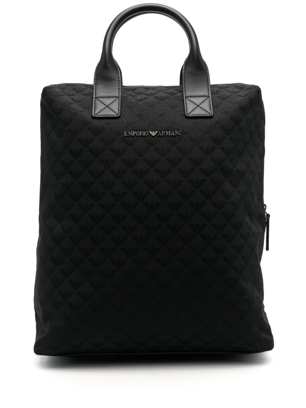 Emporio Armani Jacquard-logo Backpack In Black